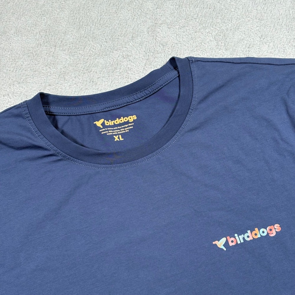 Birddogs Mens XL Blue Cotton Spandex Hummingbird Graphic Short Sleeve T-Shirt